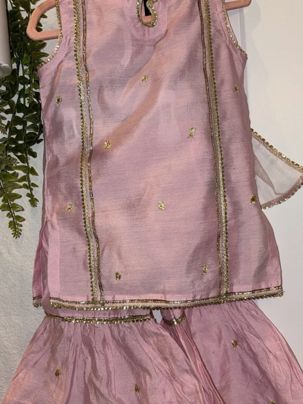 Girls' Pink Embroidered Matching Set infant traditional wear party wedding wear